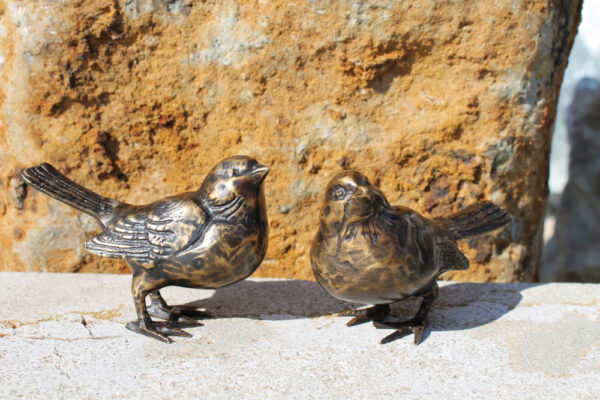 Vogelpärchen Bronzefiguren